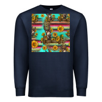 Navy sunflowers donkey seamless pattern Premium Sweatshirt - HRA Design Shop