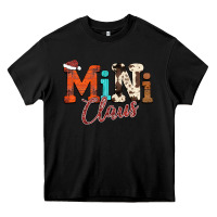 Black Mini Claus Heavy Core Tee - CowhideDigitalArt
