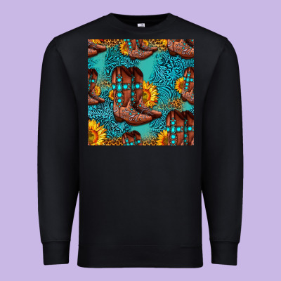 Western Boots Seamless Pattern Premium Sweatshirt Designed By Hra Design Shop
