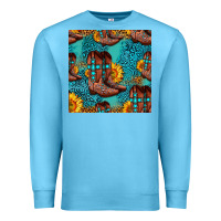 Ocean Blue western boots seamless pattern Premium Sweatshirt - HRA Design Shop
