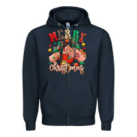 Navy Merry Christmas Caucasian girl sneakers Zipper Hoodie - RanaPortraitStore