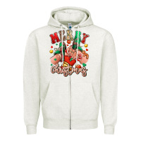 Oatmeal Heather Merry Christmas Caucasian girl sneakers Zipper Hoodie - RanaPortraitStore
