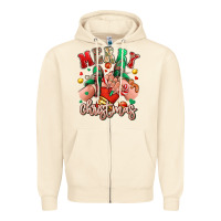 Sandshell Merry Christmas Caucasian girl sneakers Zipper Hoodie - RanaPortraitStore