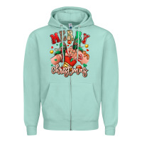 Seafoam Merry Christmas Caucasian girl sneakers Zipper Hoodie - RanaPortraitStore