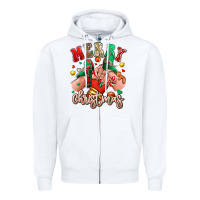 White Merry Christmas Caucasian girl sneakers Zipper Hoodie - RanaPortraitStore