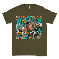 Army Green cowgirl sunflower turquoise Classic Tee - RanaPortraitStore