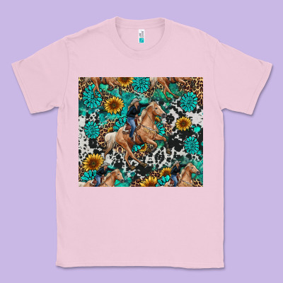 Cowgirl Sunflower Turquoise Classic Tee Designed By Ranaportraitstore