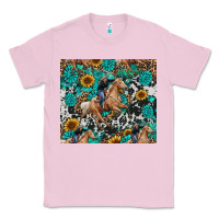 Bubblegum Pink cowgirl sunflower turquoise Classic Tee - RanaPortraitStore