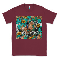 Burgundy cowgirl sunflower turquoise Classic Tee - RanaPortraitStore