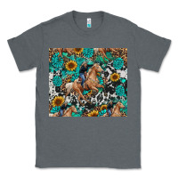 Charcoal Heather cowgirl sunflower turquoise Classic Tee - RanaPortraitStore