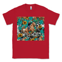 Red cowgirl sunflower turquoise Classic Tee - RanaPortraitStore