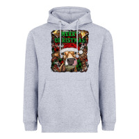 Heather Grey merry christmas heifer with cowbells Heavyweight Hoodie - RanaPortraitStore