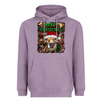 Lavender merry christmas heifer with cowbells Heavyweight Hoodie - RanaPortraitStore