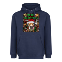 Navy merry christmas heifer with cowbells Heavyweight Hoodie - RanaPortraitStore
