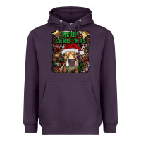 Plum merry christmas heifer with cowbells Heavyweight Hoodie - RanaPortraitStore