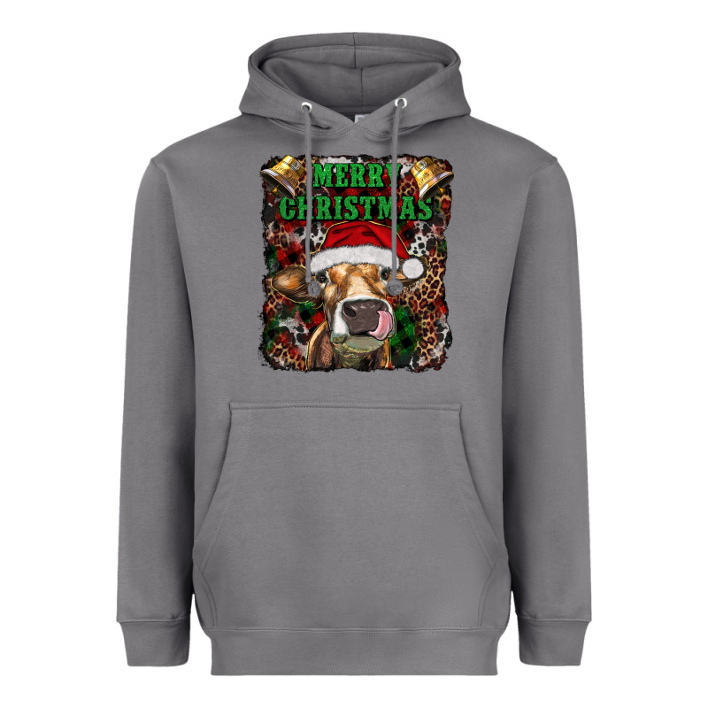 Merry Christmas Heifer With Cowbells Heavyweight Hoodie by RanaPortraitStore | Teevron