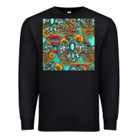 Black western turquoise thunderbird seamless pattern Premium Sweatshirt - HRA Design Shop