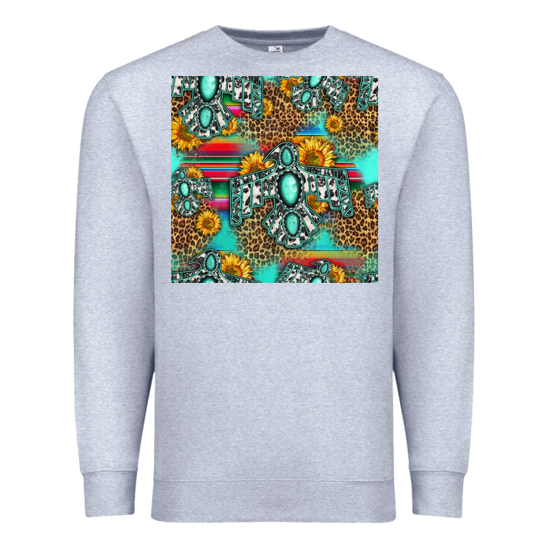 Western Turquoise Thunderbird Seamless Pattern Premium Sweatshirt by HRA Design Shop | Teevron