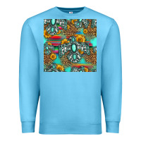 Ocean Blue western turquoise thunderbird seamless pattern Premium Sweatshirt - HRA Design Shop