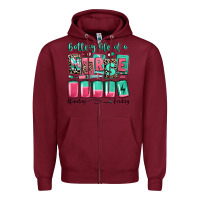 Burgundy battery life of a nurse Zipper Hoodie - RanaPortraitStore