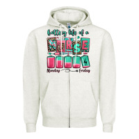 Oatmeal Heather battery life of a nurse Zipper Hoodie - RanaPortraitStore