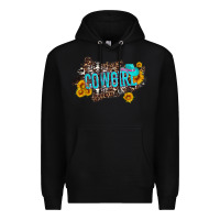 Black western cowgirl and sunflower with hat and cowhide leopard Premium Hoodie - Artiststas