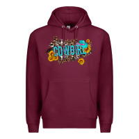 Burgundy western cowgirl and sunflower with hat and cowhide leopard Premium Hoodie - Artiststas