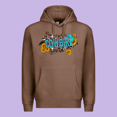Western Cowgirl And Sunflower With Hat And Cowhide Leopard Premium Hoodie Designed By Artiststas