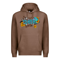 Chestnut western cowgirl and sunflower with hat and cowhide leopard Premium Hoodie - Artiststas