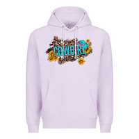 Lilac western cowgirl and sunflower with hat and cowhide leopard Premium Hoodie - Artiststas