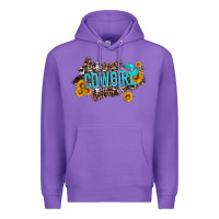 Purple western cowgirl and sunflower with hat and cowhide leopard Premium Hoodie - Artiststas