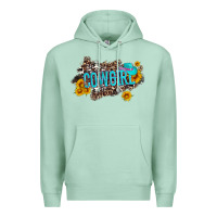 Seafoam western cowgirl and sunflower with hat and cowhide leopard Premium Hoodie - Artiststas