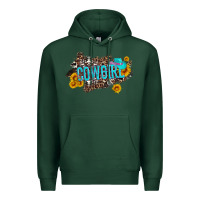 Sports Green western cowgirl and sunflower with hat and cowhide leopard Premium Hoodie - Artiststas