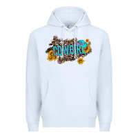 White western cowgirl and sunflower with hat and cowhide leopard Premium Hoodie - Artiststas