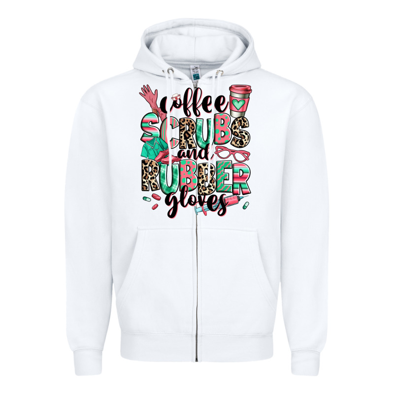 Coffee Scrubs And Rubber Gloves Zipper Hoodie by RanaPortraitStore | Teevron