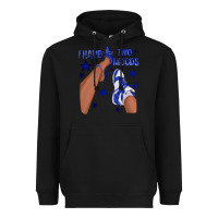 Black I Have Two Moods Royal Blue Sneakers Afro Girl Heavyweight Hoodie - texasbilliewilder