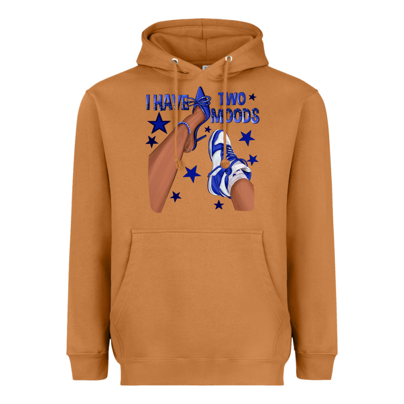 I Have Two Moods Royal Blue Sneakers Afro Girl Heavyweight Hoodie by texasbilliewilder | Teevron