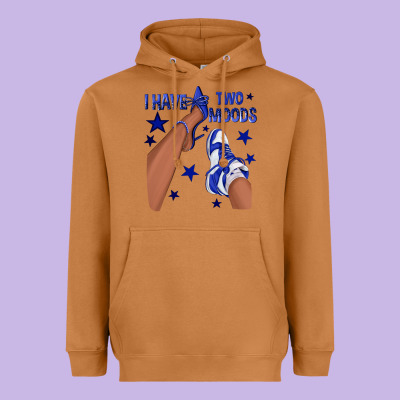 I Have Two Moods Royal Blue Sneakers Afro Girl Heavyweight Hoodie Designed By Texasbilliewilder