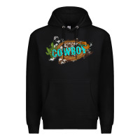 Black western cowboy and hat with cactus and cowhide Premium Hoodie - Artiststas