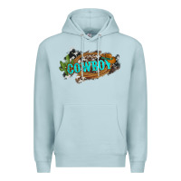 Blue Mist western cowboy and hat with cactus and cowhide Premium Hoodie - Artiststas