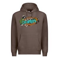 Coffee western cowboy and hat with cactus and cowhide Premium Hoodie - Artiststas
