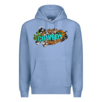 Colony Blue western cowboy and hat with cactus and cowhide Premium Hoodie - Artiststas