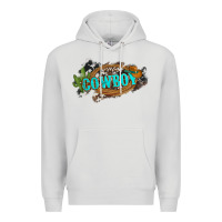 Dove Grey western cowboy and hat with cactus and cowhide Premium Hoodie - Artiststas