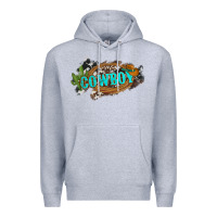 Heather Grey western cowboy and hat with cactus and cowhide Premium Hoodie - Artiststas