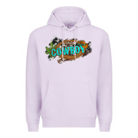 Lilac western cowboy and hat with cactus and cowhide Premium Hoodie - Artiststas