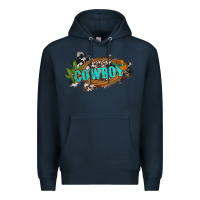 Navy western cowboy and hat with cactus and cowhide Premium Hoodie - Artiststas