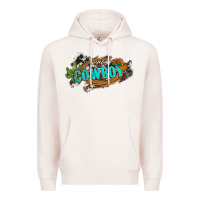 Pale Pink western cowboy and hat with cactus and cowhide Premium Hoodie - Artiststas