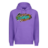 Purple western cowboy and hat with cactus and cowhide Premium Hoodie - Artiststas