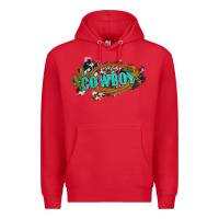 Red western cowboy and hat with cactus and cowhide Premium Hoodie - Artiststas