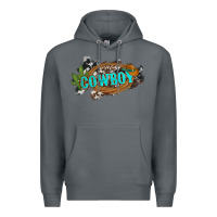 Rock western cowboy and hat with cactus and cowhide Premium Hoodie - Artiststas